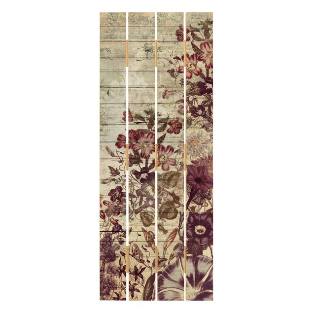 Stampa su legno - Vintage Floral Woodlook II - Verticale 5:2