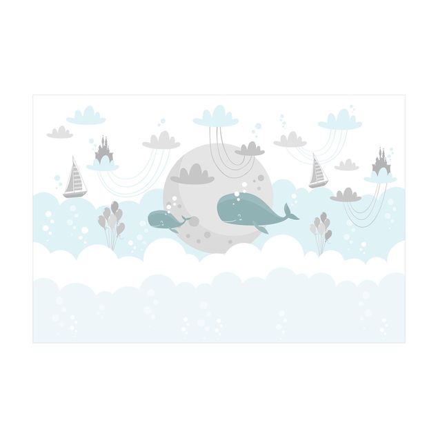 Tappeti bagno grandi Nuvole con balena e castello