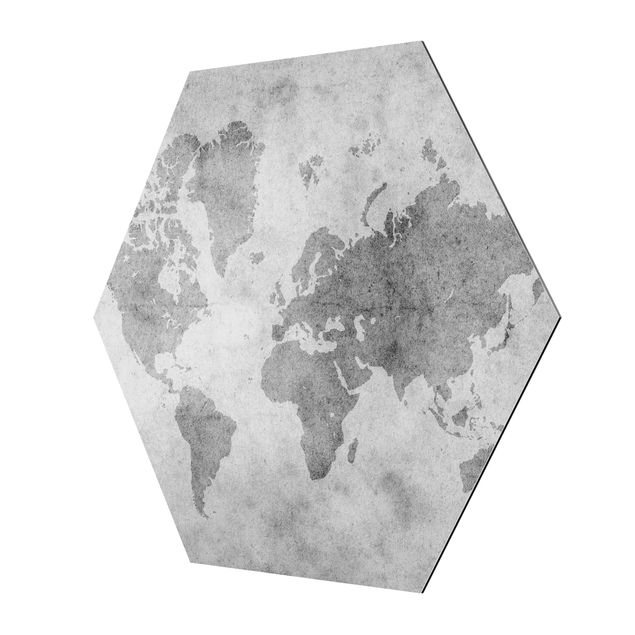Esagono in Alluminio Dibond - Vintage Mappa del mondo II