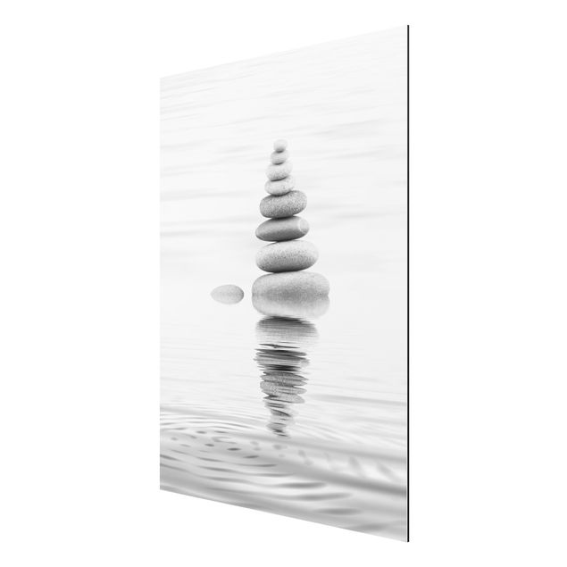 Stampa su alluminio spazzolato - Torre Pietra In The Water Bianco e nero - Verticale 4:3
