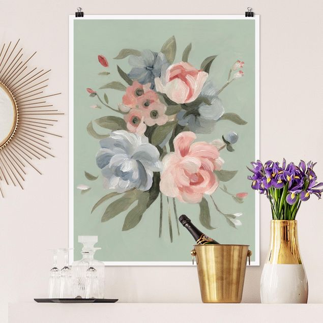 Poster acquerello Bouquet in colori pastello II
