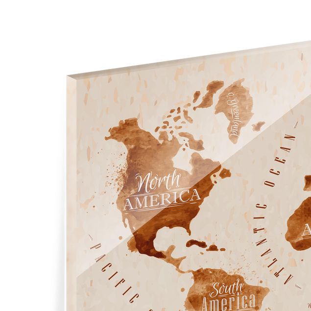 Paraschizzi in vetro - World Map Watercolor Beige Brown