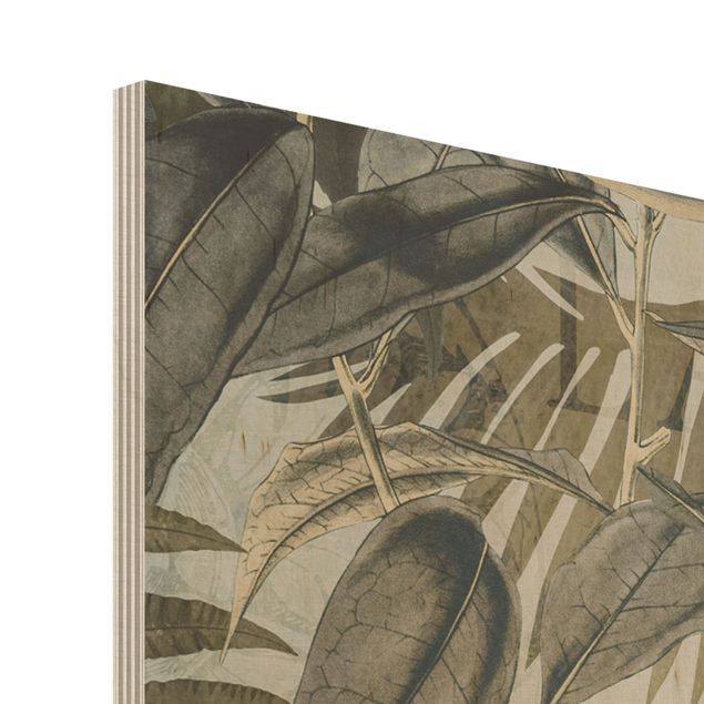 Stampa su legno - Vintage Collage - Toucan In The Jungle - Verticale 4:3