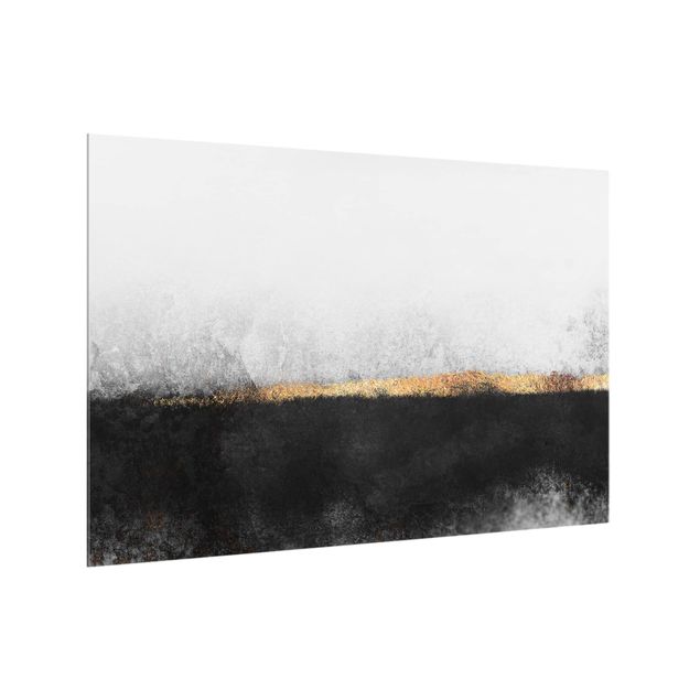 Paraschizzi in vetro - Abstract Golden Horizon Black And White