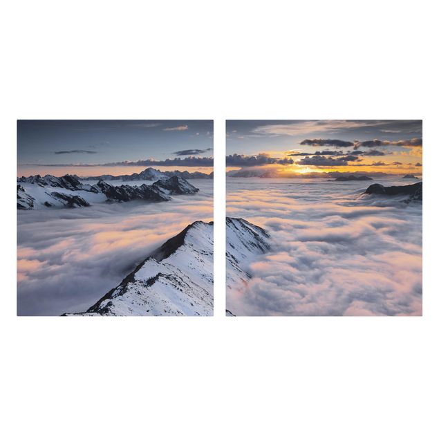 Stampe su tela Vista di nuvole e montagne