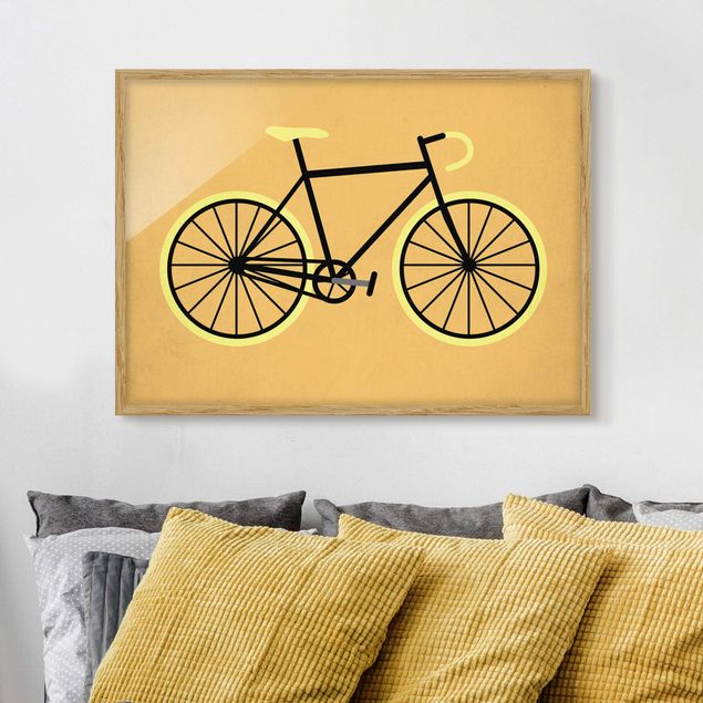 Poster con cornice - Bicicletta in giallo