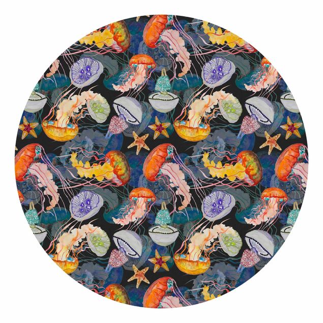 Carte da parati rotonde - Meduse colorate