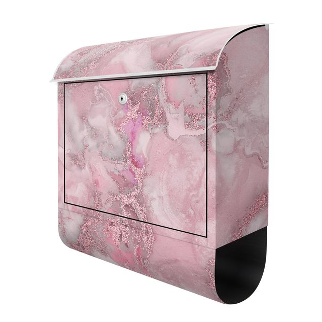Cassetta postale - Esperimenti di colore marmo rosa e brillantini