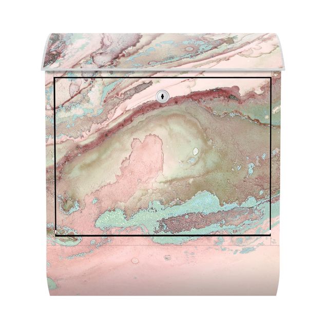 Cassetta postale - Esperimenti di colore marmo rosa e turchese