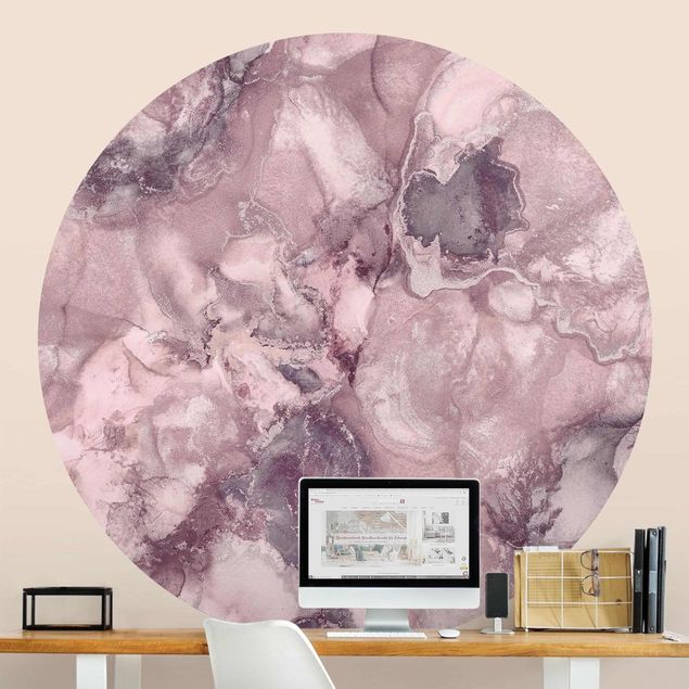 Fotomurale rotondo Esperimenti di colore in marmo viola