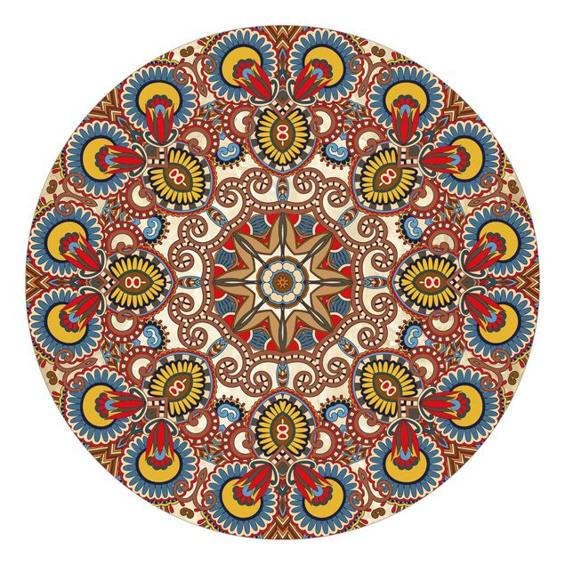 Carta da parati rotonda autoadesiva - colorato Mandala