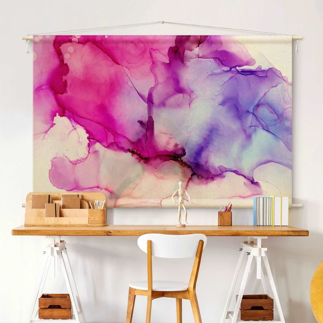 Quadri astratti Composizione di colori in rosa e viola
