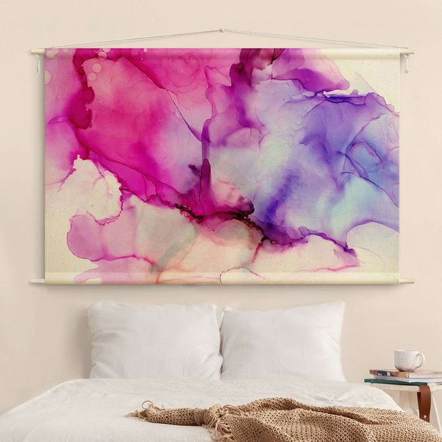 Arazzi da parete grande Composizione di colori in rosa e viola