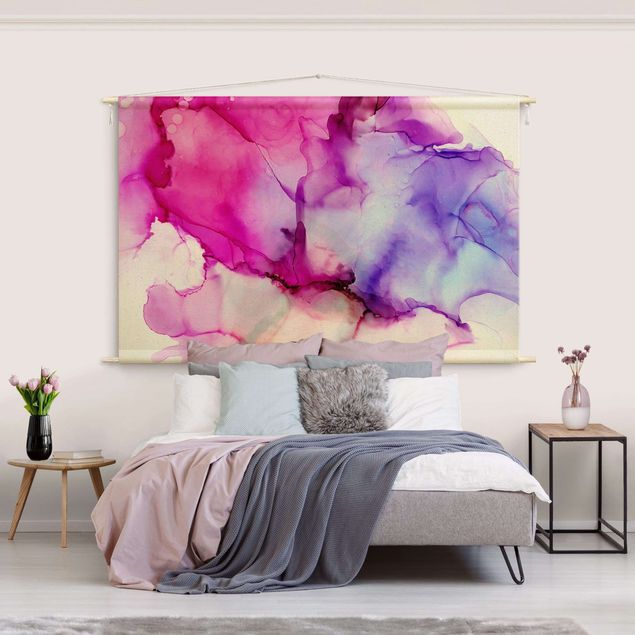 Arazzi da parete moderno Composizione di colori in rosa e viola