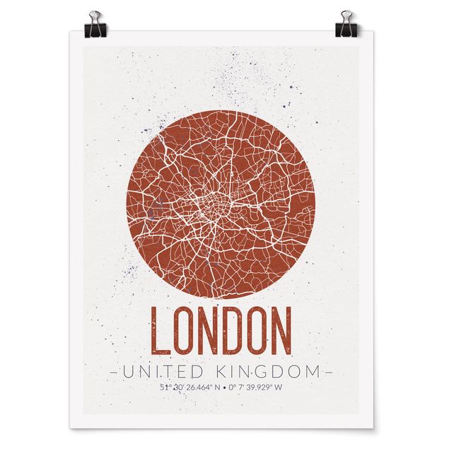 Poster - Mappa di Londra - Retro - Verticale 4:3