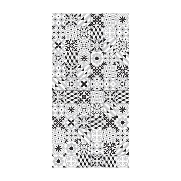 Tappeto bianco e nero moderno Mix di piastrelle geometriche nero