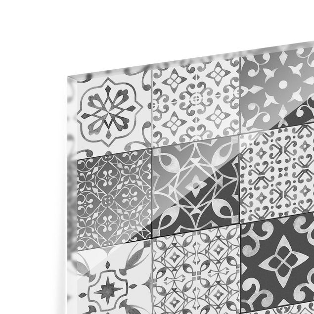 Paraschizzi in vetro - Tile Pattern Mix Gray White