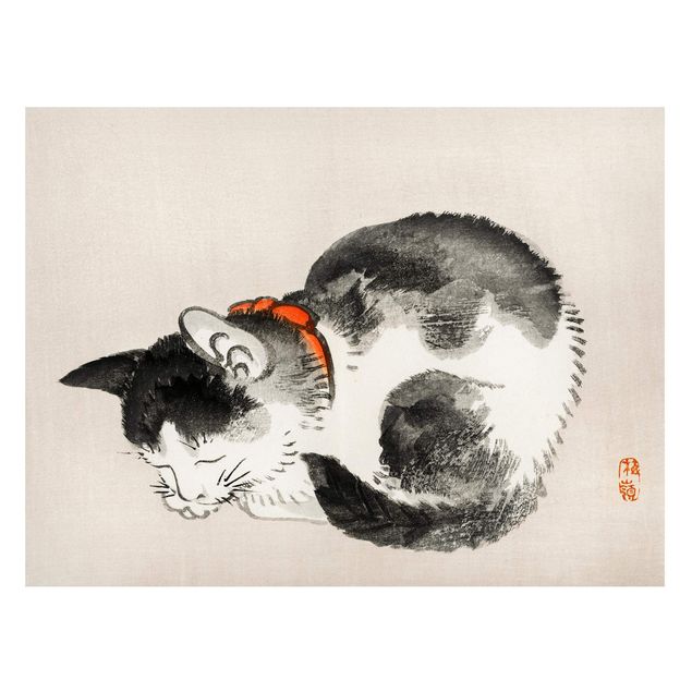 Lavagna magnetica per ufficio Disegno vintage asiatico gatto addormentato