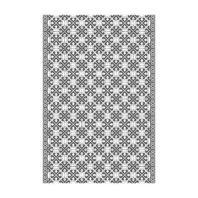 Tappeto bagno grigio Mix di piastrelle geometriche Cuori Grigio