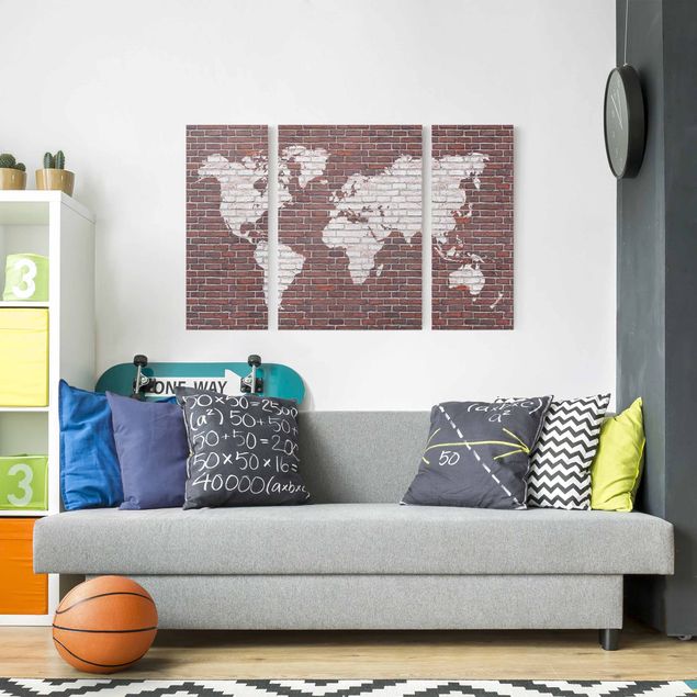 Stampe su tela Mappa del mondo in mattoni