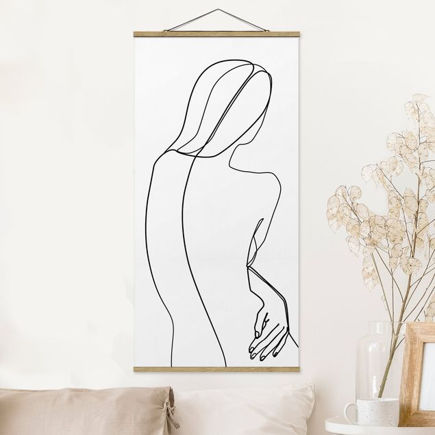 quadro astratto Line Art - Donna di spalle Bianco e Nero