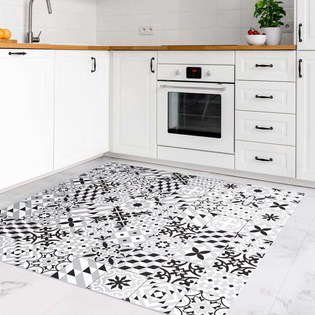 Tappeti moderni soggiorno Mix di piastrelle geometriche nero