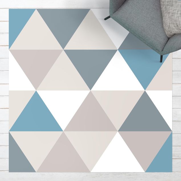 Tappeto per terrazzo esterno Motivo geometrico triangolo inclinato blu