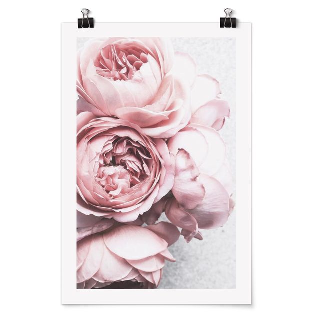 Poster - Pink Peony fiori pastello misera - Verticale 3:2