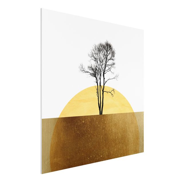 Stampa su Forex - Sole dorato con albero - Quadrato 1:1