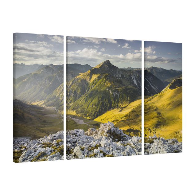Stampe su tela Montagne e valle delle Alpi di Lechtal in Tirolo