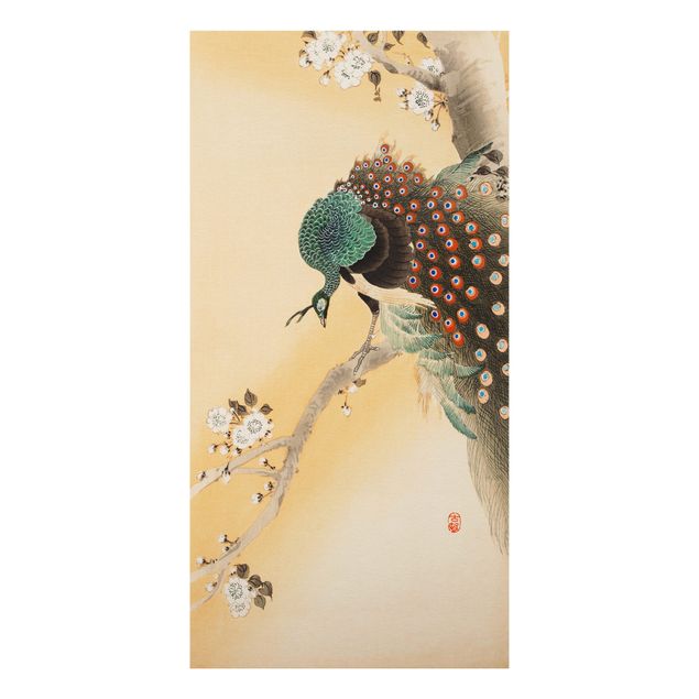 Stampa su alluminio spazzolato - Vintage illustrazione Asian Peacock II - Verticale 2:1