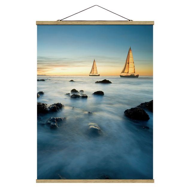 Foto su tessuto da parete con bastone - Barche a vela in The Ocean - Verticale 4:3