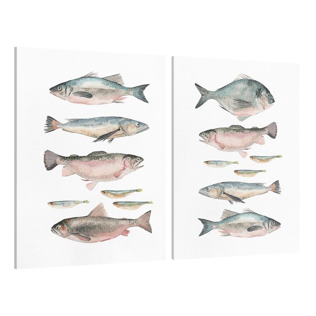 Stampe su tela animali Pesce in acquerello Set I