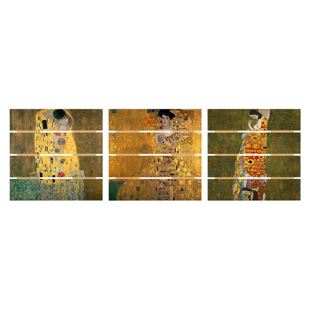 Quadro in legno effetto pallet - Gustav Klimt - Ritratti - Quadrato 1:1