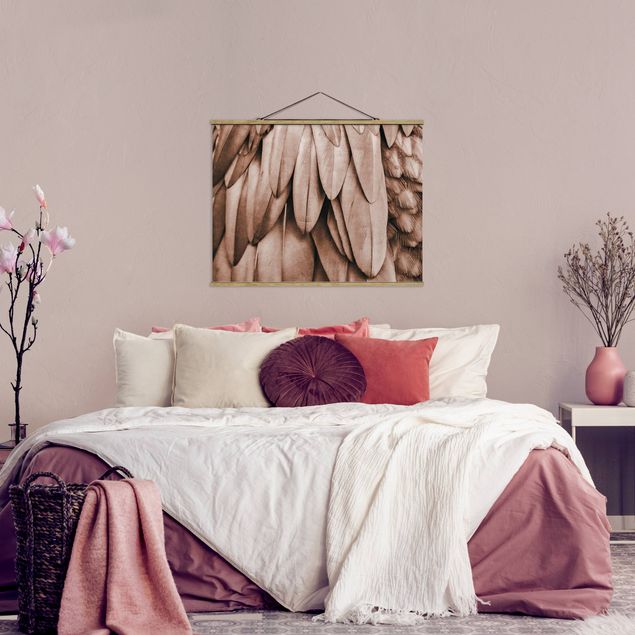 Foto su tessuto da parete con bastone - Piume in oro rosa - Orizzontale 4:3