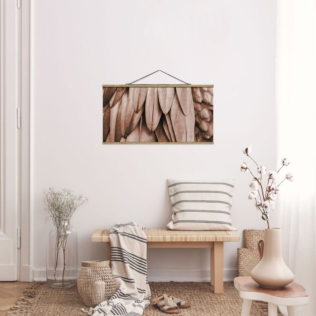 Foto su tessuto da parete con bastone - Piume in oro rosa - Orizzontale 2:1