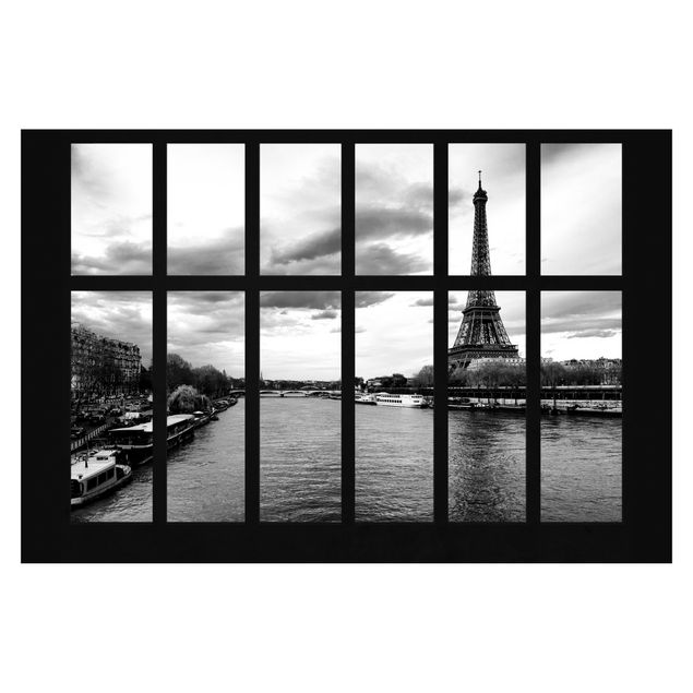Carta da parati - Window Eiffel tower Seine Paris