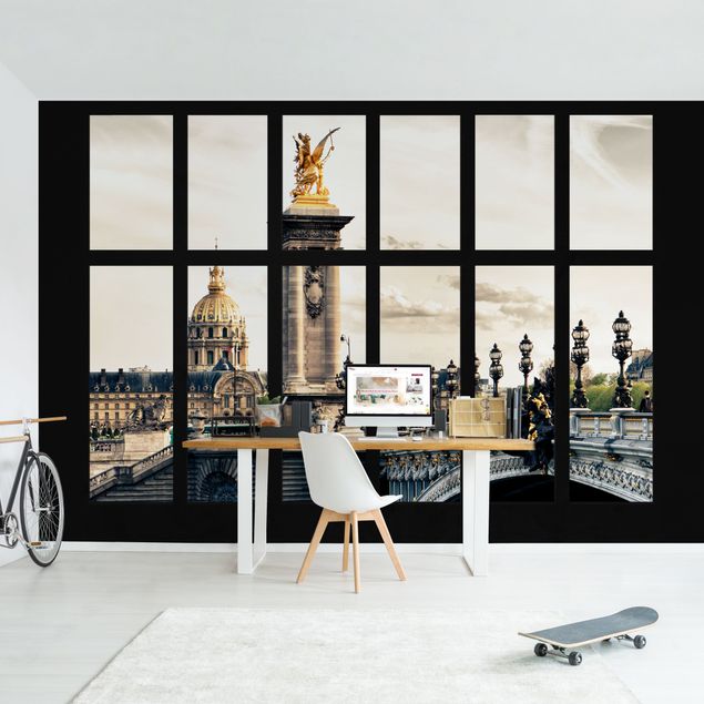 carta da parati 3d finestra Finestra - Pont Alexandre Parigi