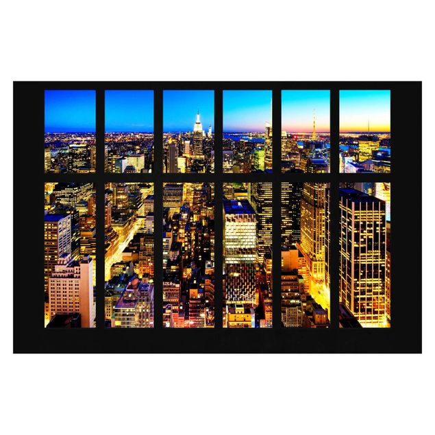 Carta da parati - Window View Manhattan Skyline by Night