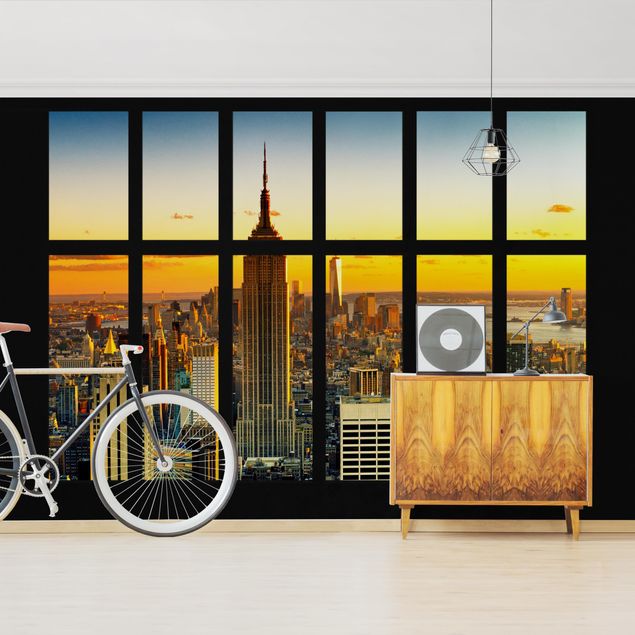 Riproduzioni di Philippe Hugonnard Vista dalla finestra di Manhattan al tramonto
