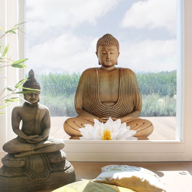 Pellicola per vetri per salone Buddha di legno del loto
