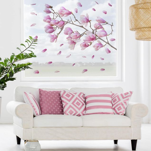 Pellicola per vetri per salone Set rami di magnolia