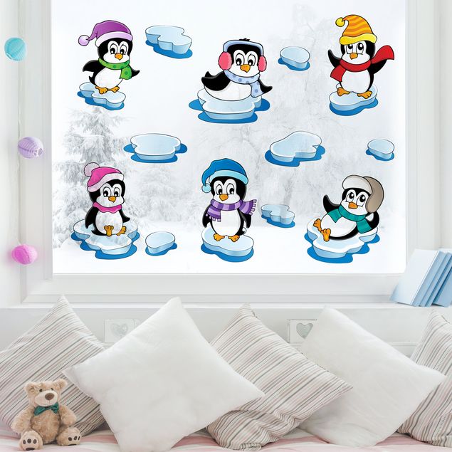 Pellicola per vetri Set invernale di pinguini