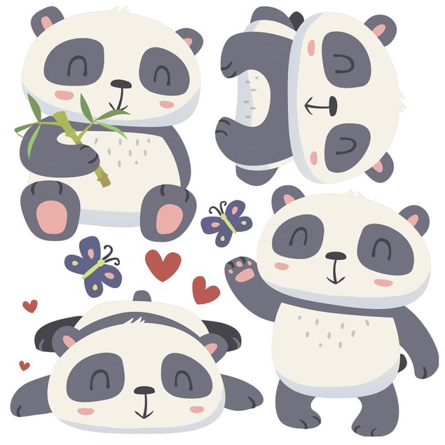 Adesivi da finestra - Sweet Panda Bear Set