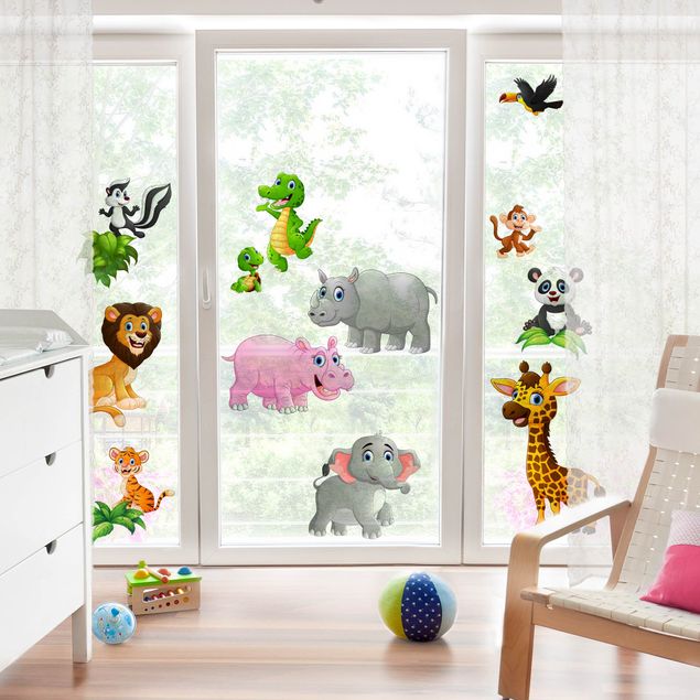 Adesivi da finestra Jungle Animals