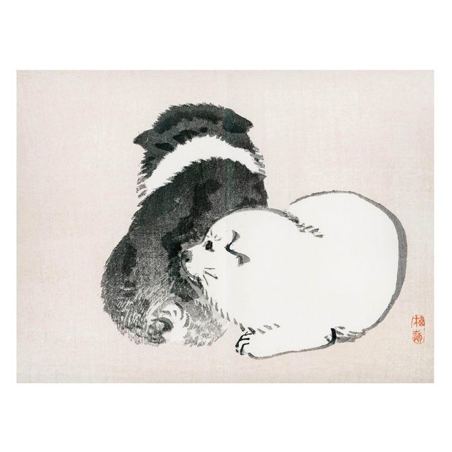 Lavagna magnetica per ufficio Disegno vintage asiatico cagnolino bianco e nero
