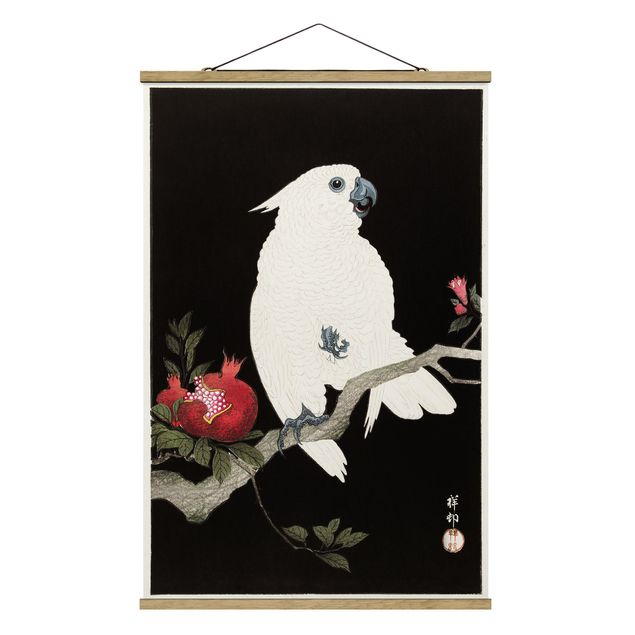 Foto su tessuto da parete con bastone - Asian illustrazione d'epoca White Cockatoo - Verticale 3:2