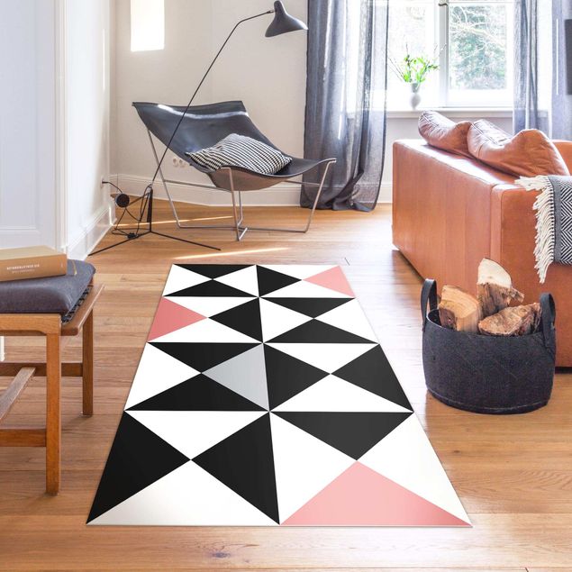 Tappeti moderni Pattern geometrico grandi triangoli tocco di rosa antico