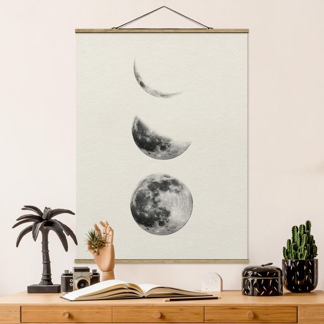 Foto su tessuto da parete con bastone - tre Lune - Verticale 4:3