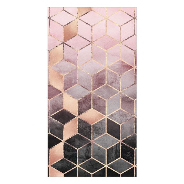 Rivestimento per doccia - Geometria dorata con rosa e grigio